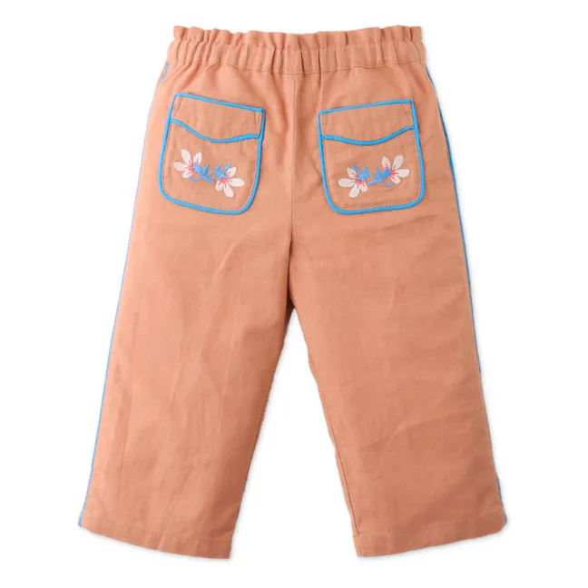 Pantalon Aubrey Fleurs Lin | Noisette