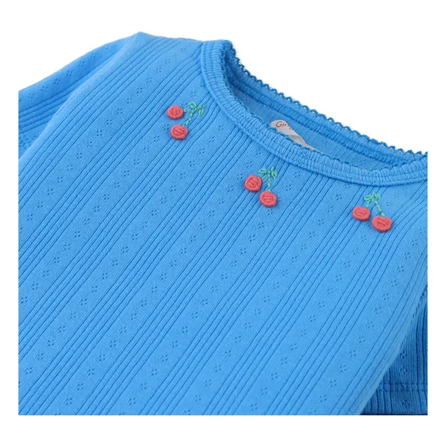 T-shirt Jacinth Cerises | Bleu azur