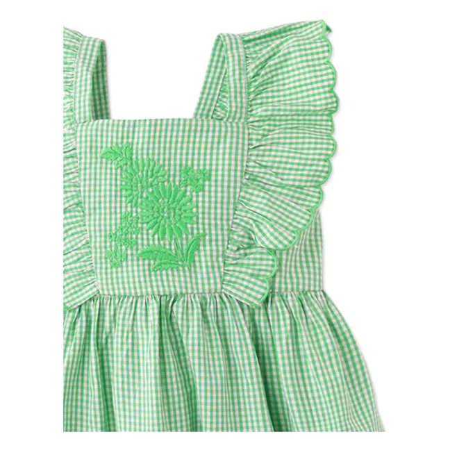 Robe Larisa Carreaux | Vert prairie