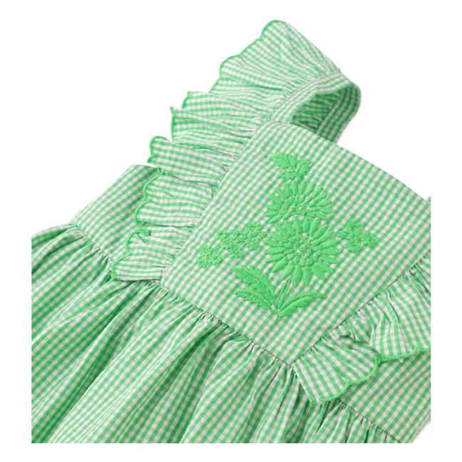 Robe Larisa Carreaux | Vert prairie