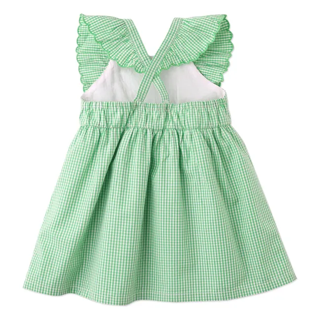 Robe Larisa Carreaux | Vert prairie