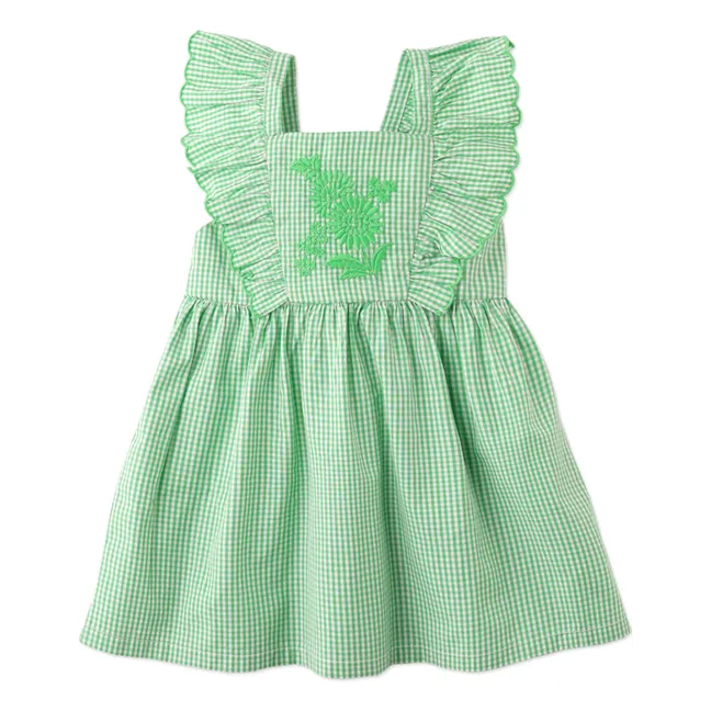 Robe Larisa Carreaux | Vert prairie