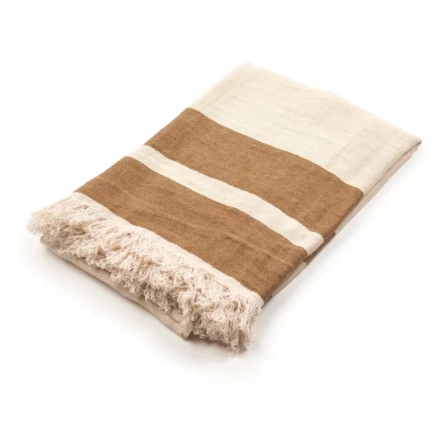 Dakota Stripe beach towel | Ecru