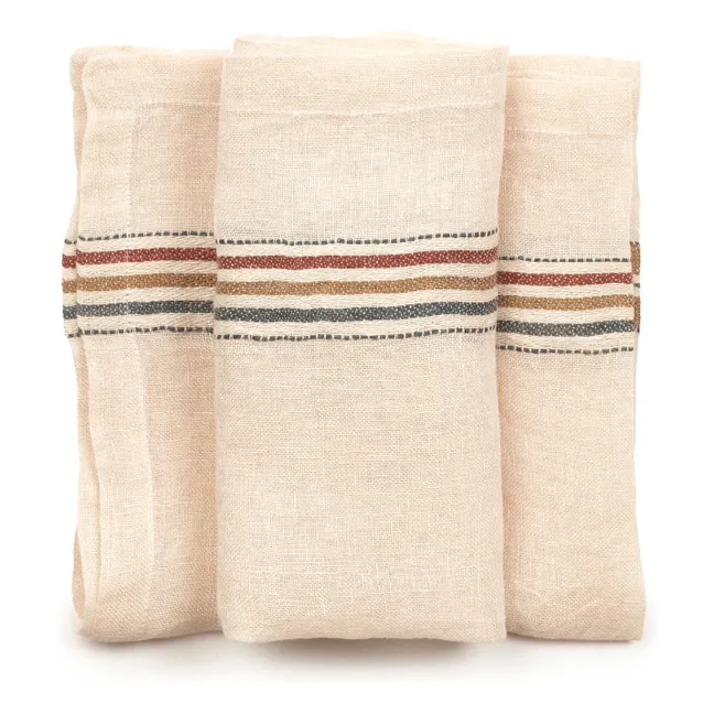 Serviette de table Perry Multistripe | Ecru
