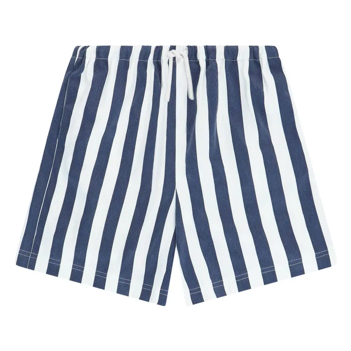 Pantalones cortos de sarga a rayas | Azul Marino- Imagen del producto n°0