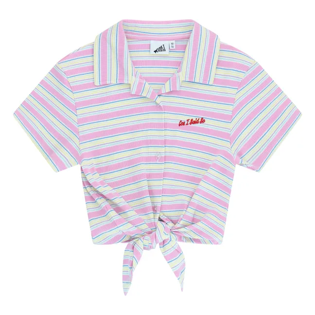 Gerippte gestreifte Bluse | Rosa