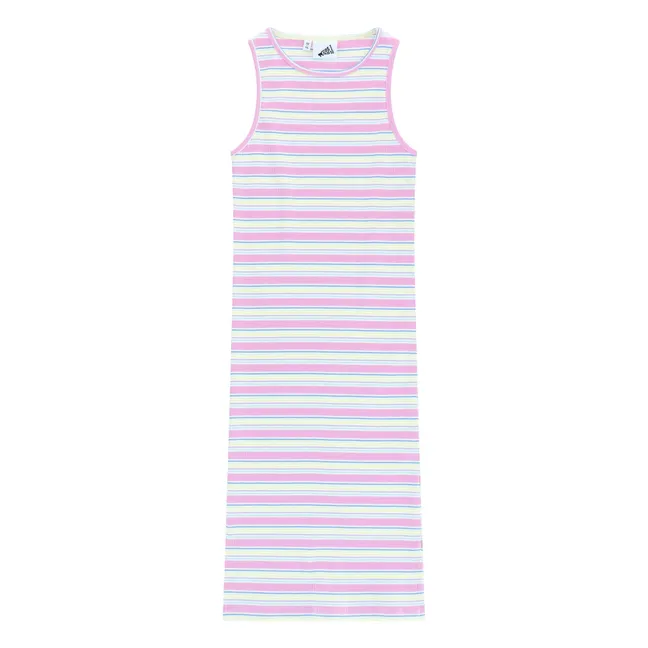 Vestido de rayas acanalado | Rosa
