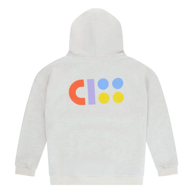 Felpa con cappuccio in cotone organico con logo | Ecru
