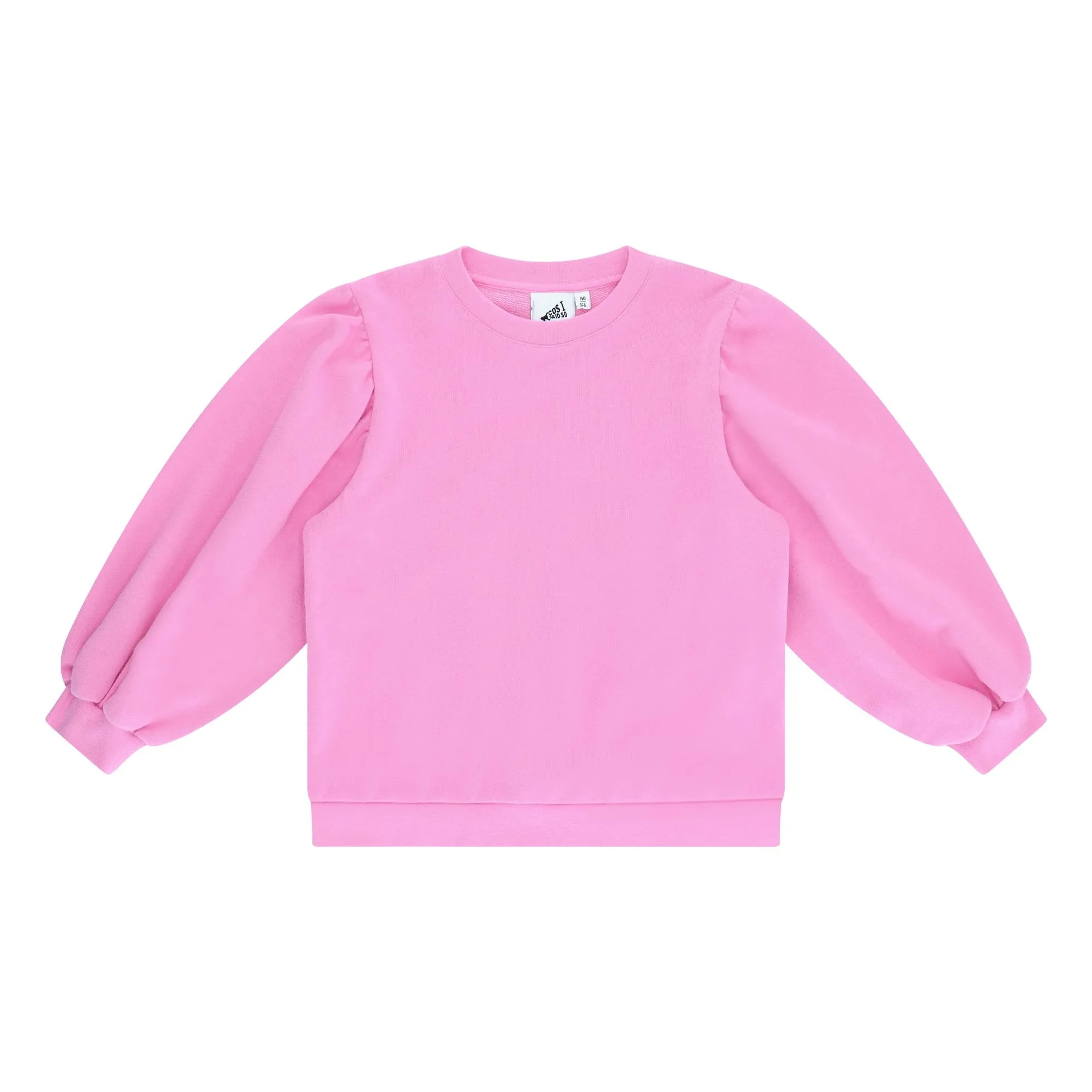 Cos I Said So Girls Fuchsia Puff Sleeve Sweat Organic Cotton