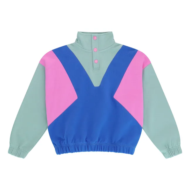 Colour Block Organic Cotton Sweater | Blue