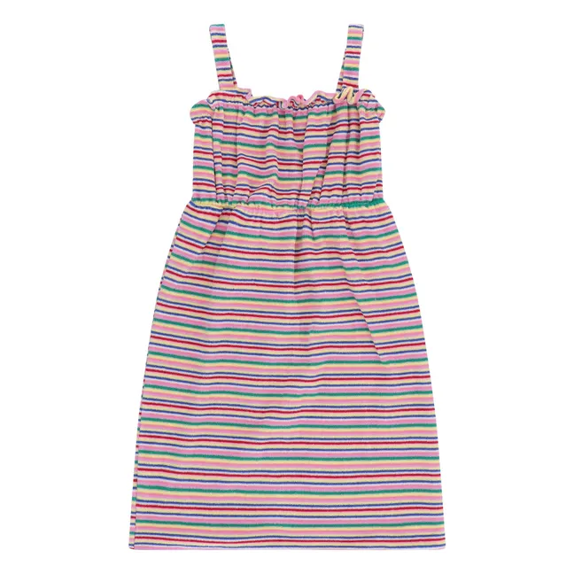 Vestido de rayas de rizo | Rosa