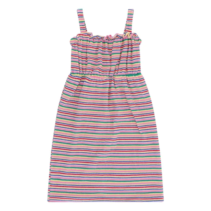 Vestido de rayas de rizo | Rosa- Imagen del producto n°0