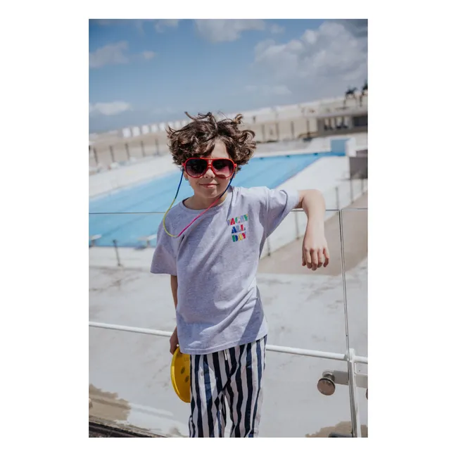 Striped Twill Pants | Navy blue