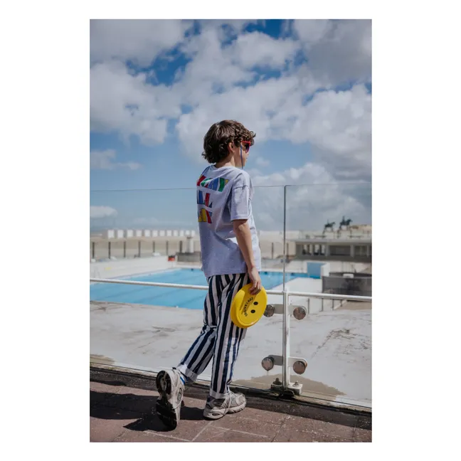 Pantaloni in twill di cotone a righe | Blu marino