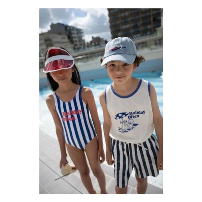 Striped Twill Shorts | Navy blue
