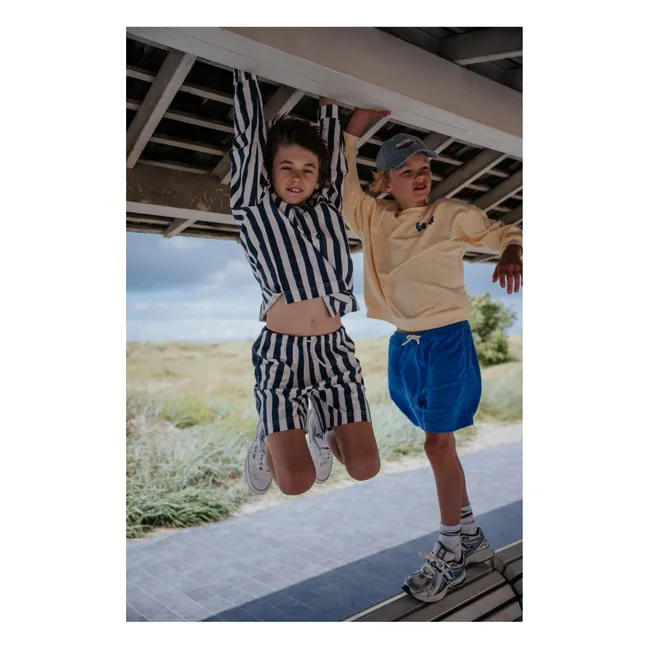 Striped Twill Shorts | Navy blue
