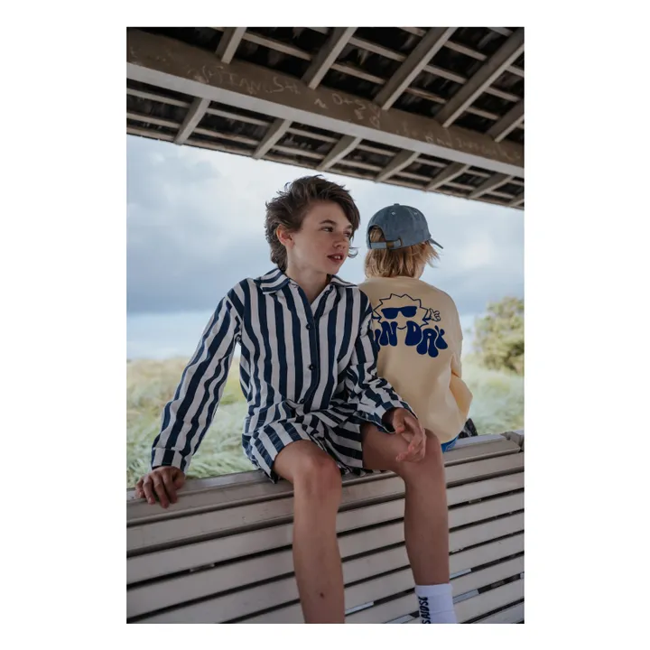 Pantalones cortos de sarga a rayas | Azul Marino- Imagen del producto n°2