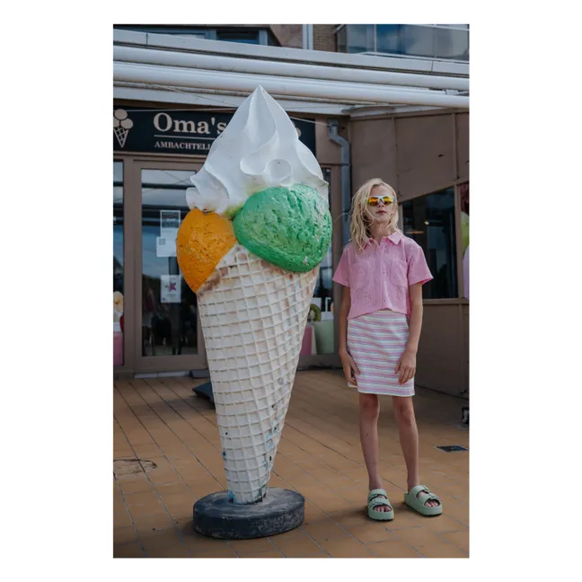 Ribbed striped skirt | Pink
