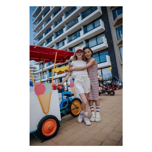 Pantaloncini con logo in cotone organico | Ecru