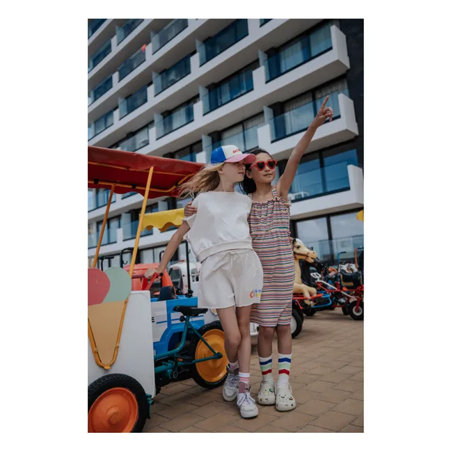 Pantaloncini con logo in cotone organico | Ecru