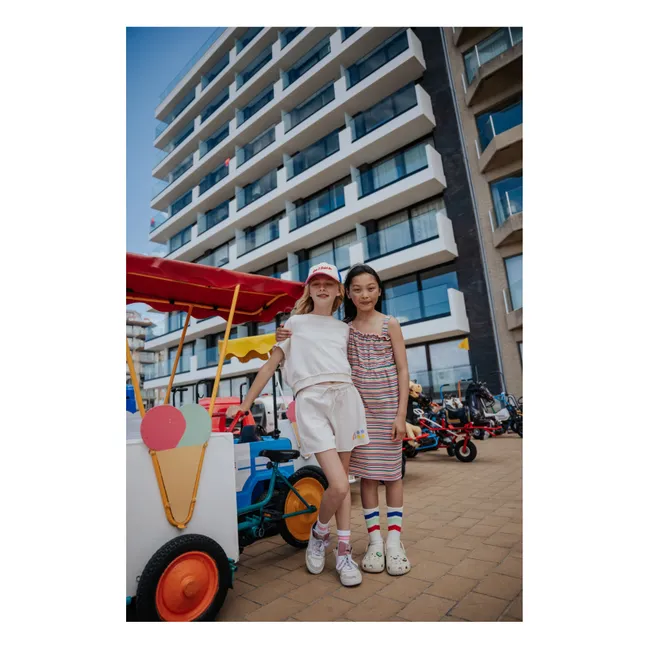 Pantaloncini con logo in cotone organico | Ecru