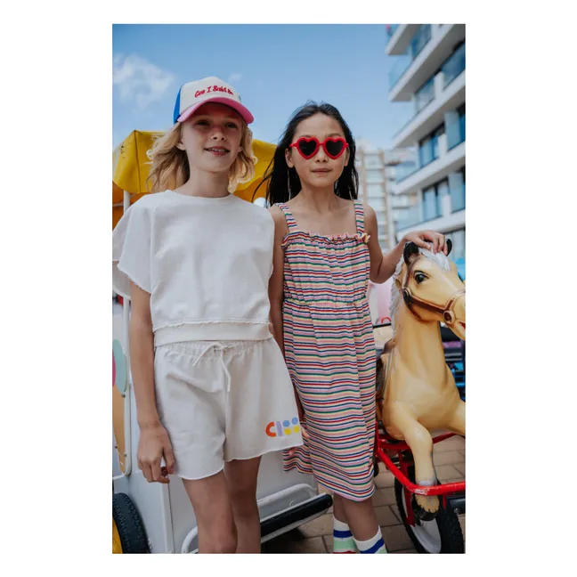 Pantaloncini con logo in cotone organico | Ecru