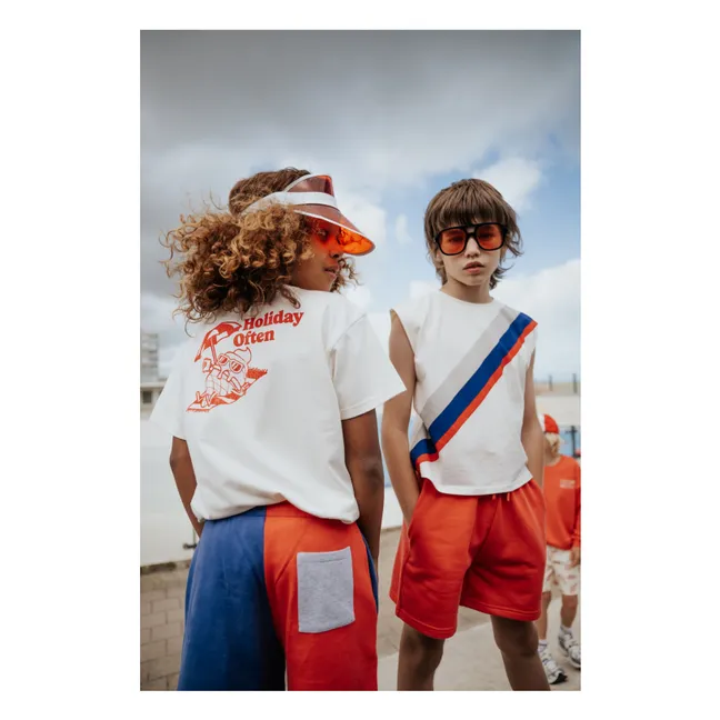 Pantalón corto con logo y cordón de algodón orgánico | Rojo