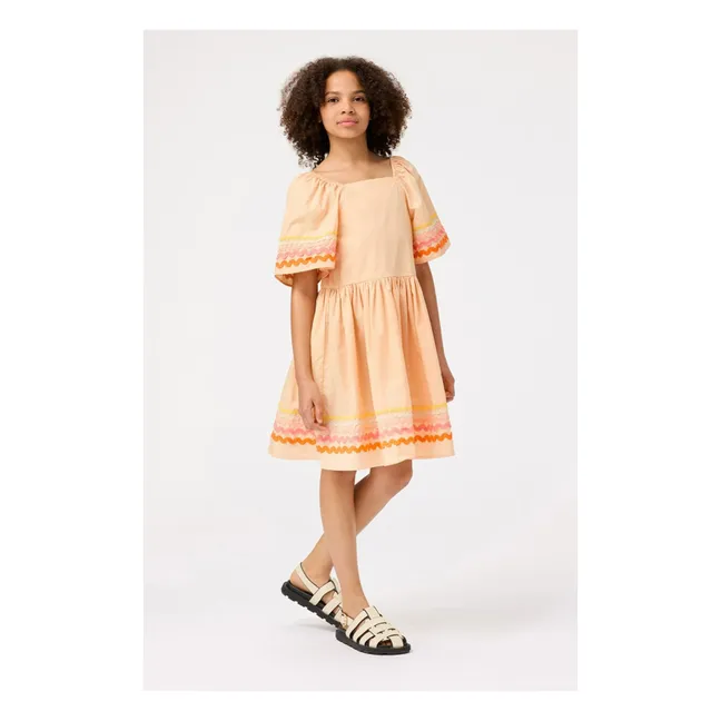 Vestido Clotilde de algodón orgánico | Rosa Melocotón