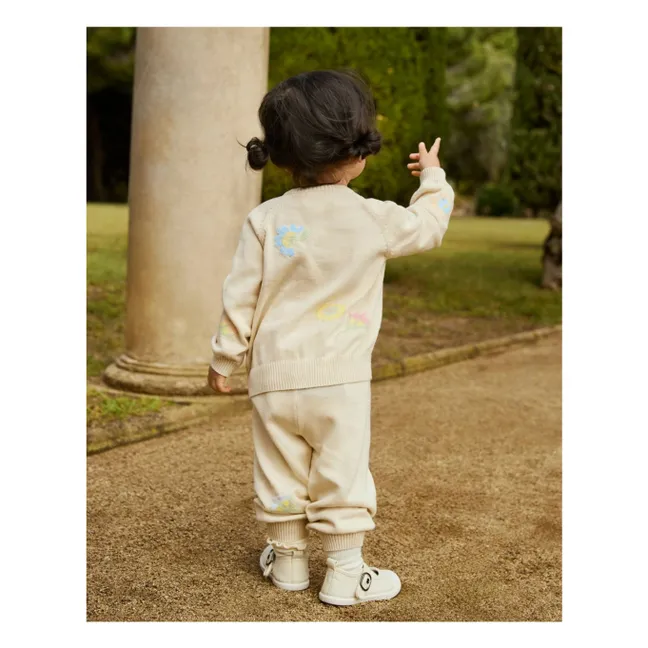 Strickjacke Brody Blume Bio-Baumwolle | Cremefarben