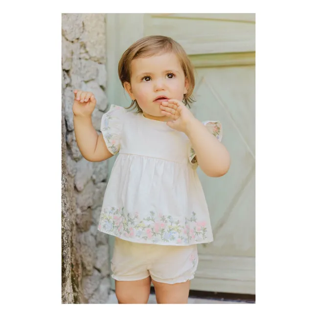Ensemble Blouse et Bloomer Brodé | Blanc