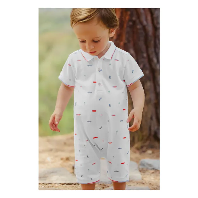 Combishort Motif Voiture | Blanc