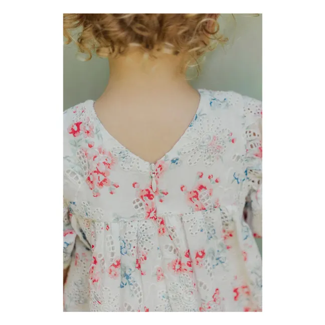 Blumiges Ajourkleid | Weiß