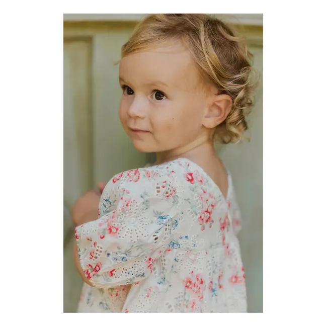 Blumiges Ajourkleid | Weiß