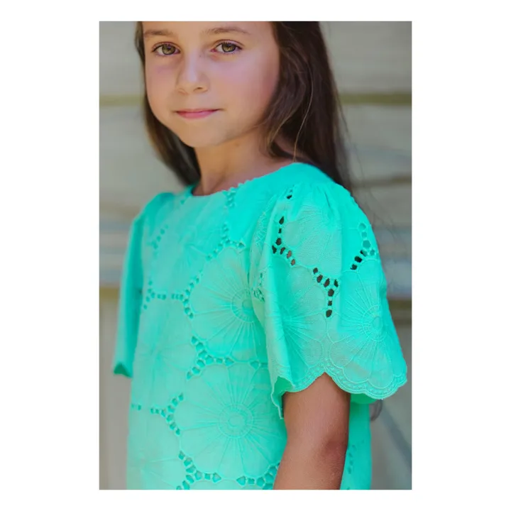 Robe Camomille Volants | Turquoise- Image produit n°2