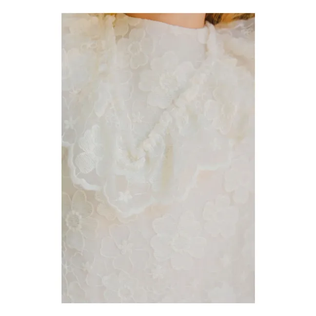 Robe Volants Fleurie | Blanc