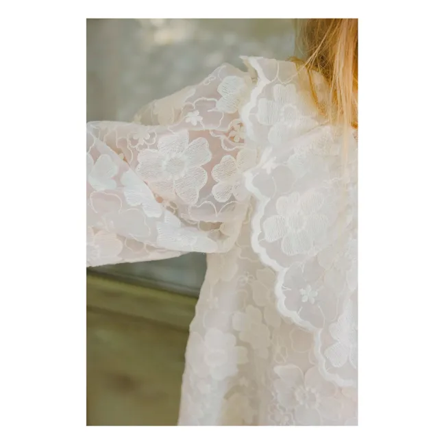 Robe Volants Fleurie | Blanc