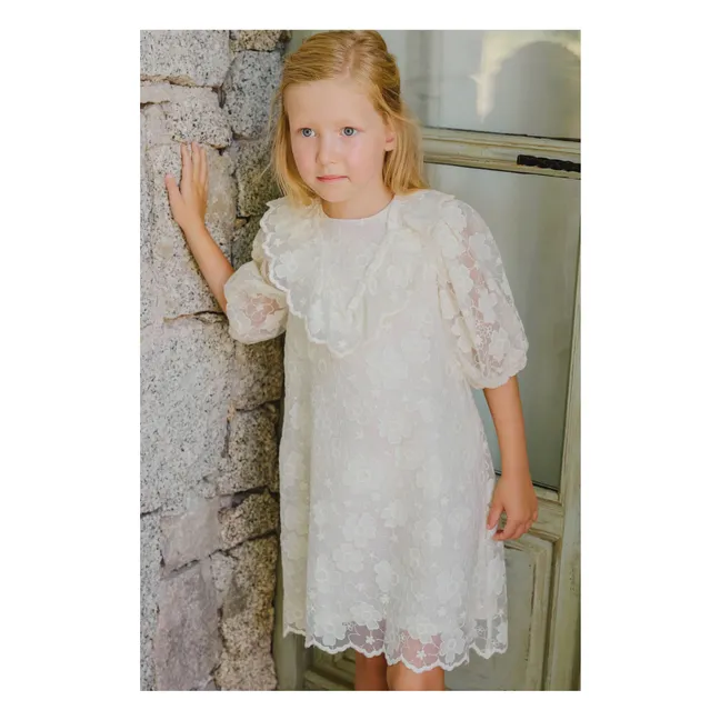 Robe Volants Fleurie | Blanc
