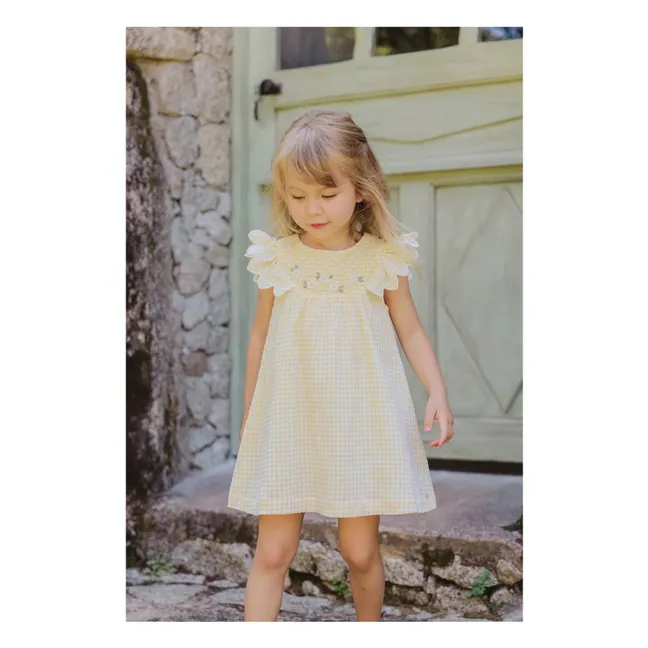 Vichy-Kleid | Blasses Gelb