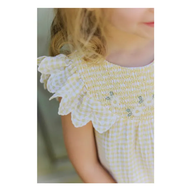 Vichy-Kleid | Blasses Gelb