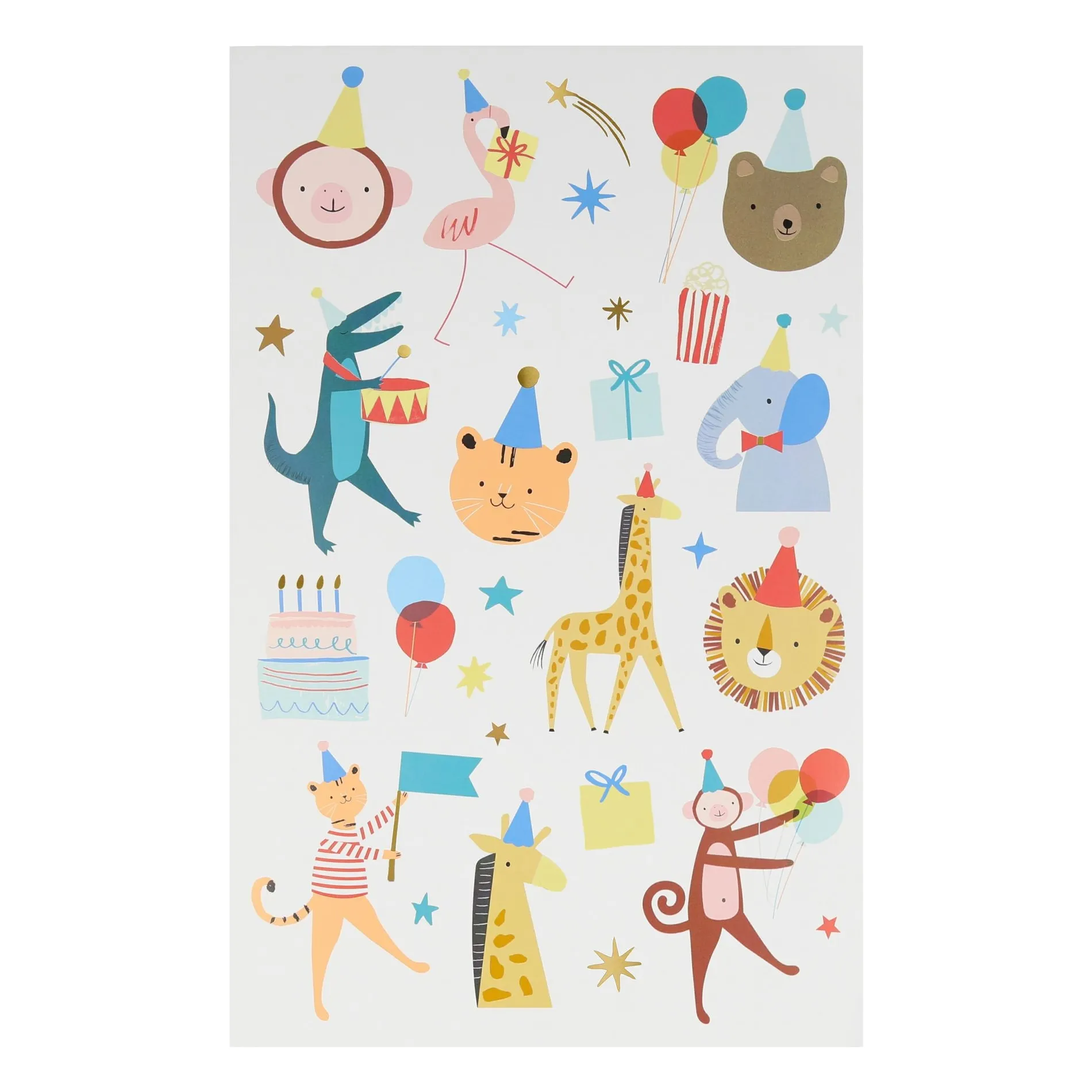 Meri Meri Multicoloured Animal Parade Temporary Tattoos