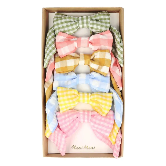Gingham hair bows - Set of 6