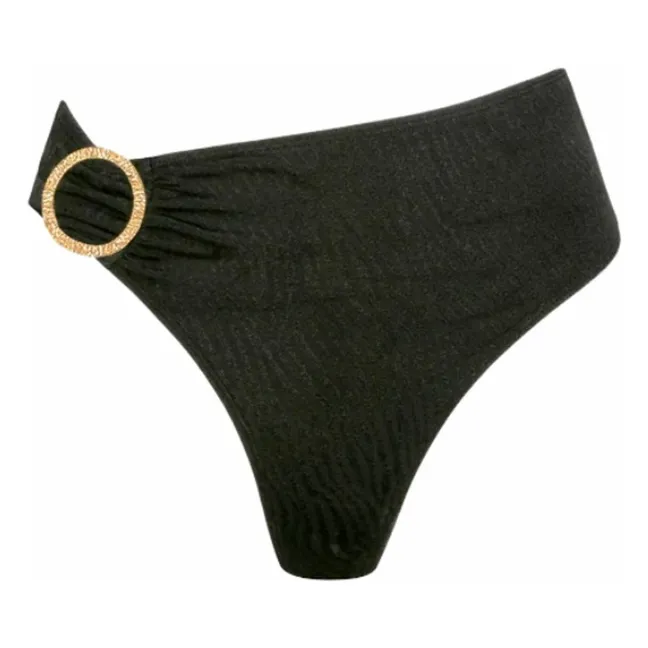 Braga de traje de baño de cintura alta Typha Zebra | Negro