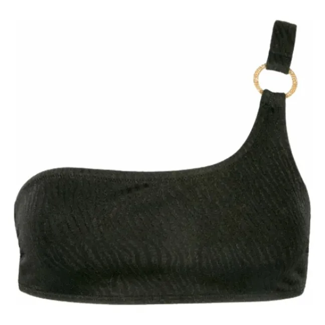 Haut de Maillot Asymétrique Typha Zébré | Noir