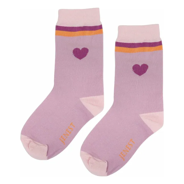 Calcetines corazón de algodón ecológico | Violeta
