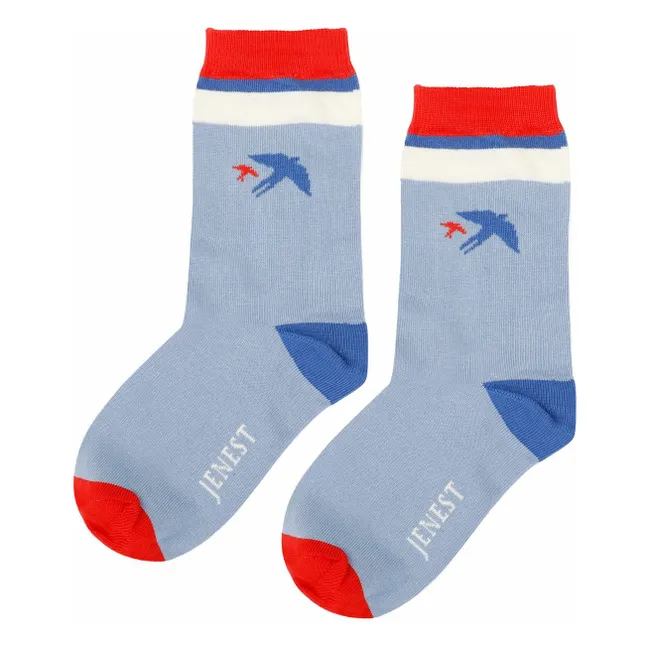 Socken Oiseau Bio-Baumwolle | Hellblau