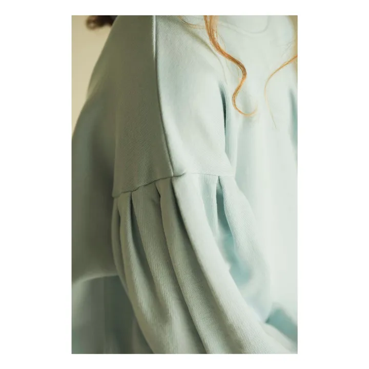 Top in cotone organico con maniche a sbuffo | Blu- Immagine del prodotto n°3