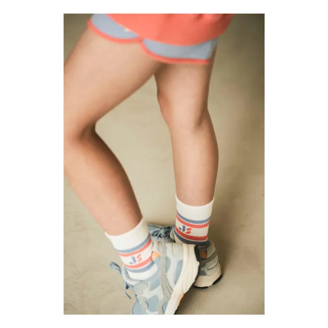 Calcetines de algodón orgánico JS Stripe | Blanco