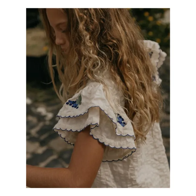 Kleid Traube Rüschen mit Waffelmuster | Seidenfarben