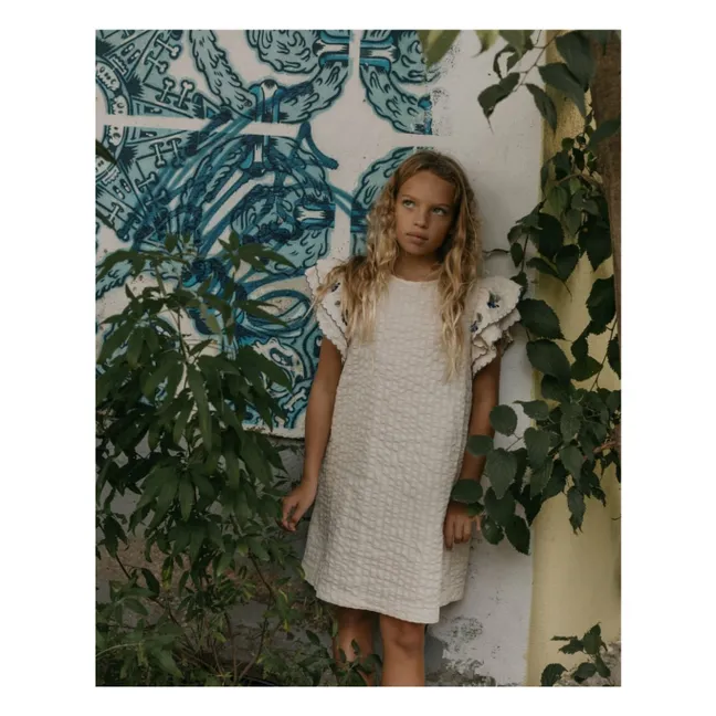 Kleid Traube Rüschen mit Waffelmuster | Seidenfarben
