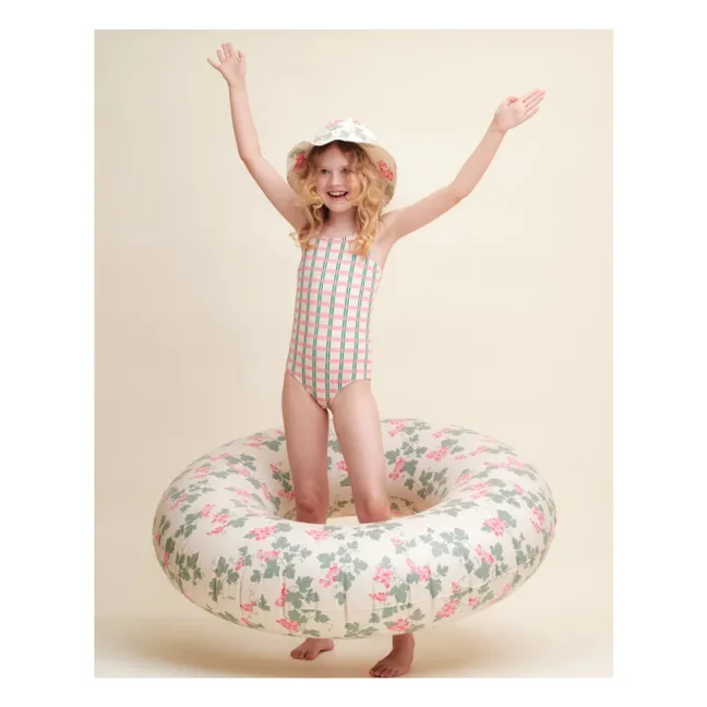 Maillot de Bain Carreaux Fibres Recyclées | Rose